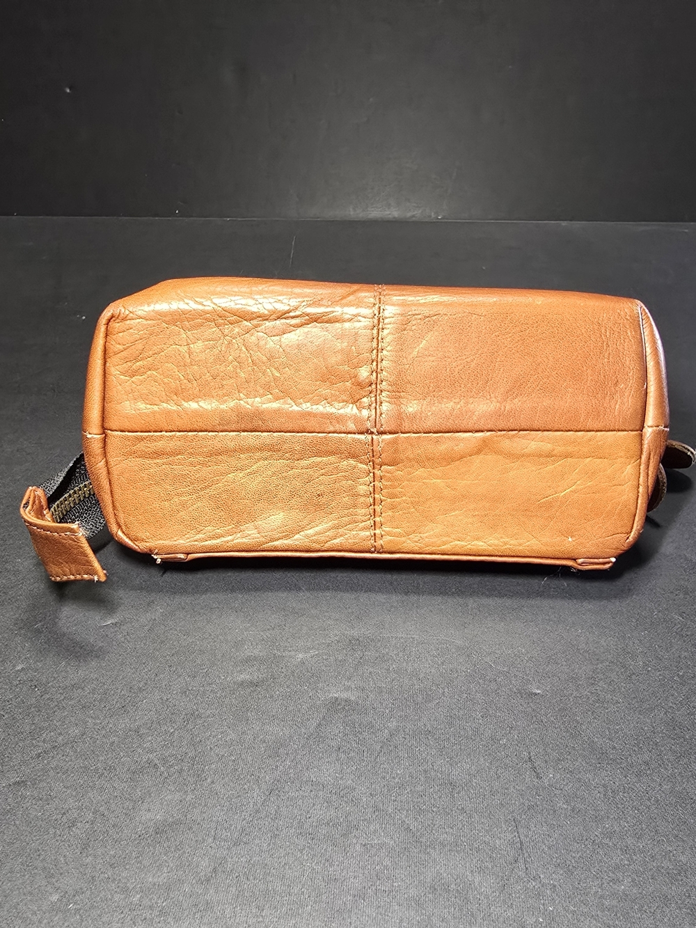 Frye Clutch Mens Small Brown Leather Zip Travel Toiletry Dopp Kit Bag Pouch - Picture 4 of 15